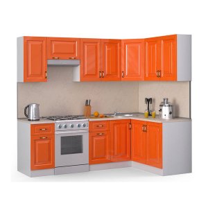 Кухонный гарнитур Декор 2400х1400 Оранжевый глянец